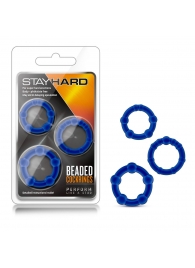 Набор из 3 синих эрекционных колец Stay Hard Beaded Cockrings - Blush Novelties - в Братске купить с доставкой