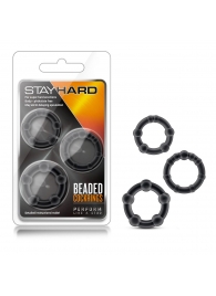 Набор из 3 чёрных эрекционных колец Stay Hard Beaded Cockrings - Blush Novelties - в Братске купить с доставкой