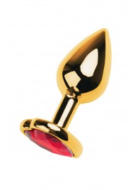 Золотистая анальная пробка с кристаллом-сердцем - 7,5 см. - ToyFa - купить с доставкой в Братске