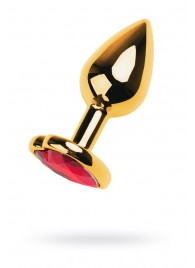 Золотистая анальная пробка с кристаллом-сердцем - 7,5 см. - ToyFa - купить с доставкой в Братске