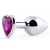 Серебристая анальная пробка с фиолетовым кристаллом-сердечком - 8 см. - Anal Jewelry Plug - купить с доставкой в Братске