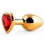 Золотистая анальная пробка с красным стразом-сердечком - 8 см. - Anal Jewelry Plug - купить с доставкой в Братске