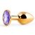 Золотистая анальная пробка с фиолетовым стразом - 7,2 см. - Anal Jewelry Plug - купить с доставкой в Братске