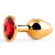 Золотистая анальная пробка с красным стразом - 7,2 см. - Anal Jewelry Plug - купить с доставкой в Братске