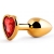 Золотистая анальная пробка с красным стразом-сердечком - 7 см. - Anal Jewelry Plug - купить с доставкой в Братске