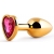 Золотистая анальная пробка с малиновым кристаллом-сердечком - 7 см. - Anal Jewelry Plug - купить с доставкой в Братске
