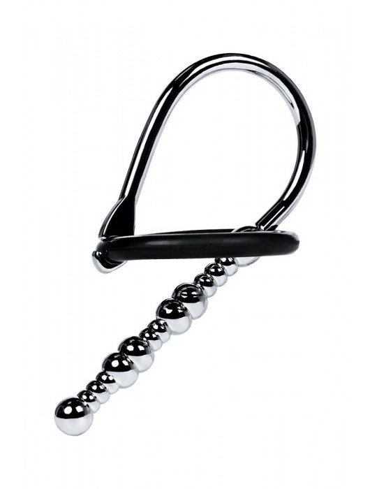 Серебристый уретральный плаг-бусины TOYFA Metal с мягким фиксириющим кольцом - ToyFa - купить с доставкой в Братске