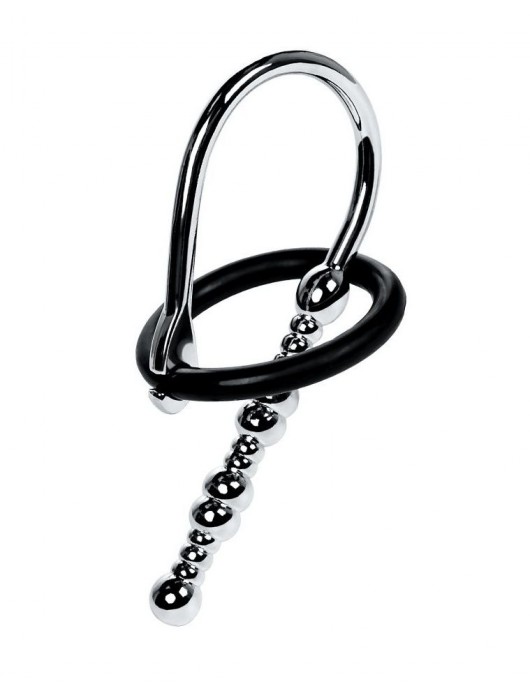 Серебристый уретральный плаг-бусины TOYFA Metal с мягким фиксириющим кольцом - ToyFa - купить с доставкой в Братске