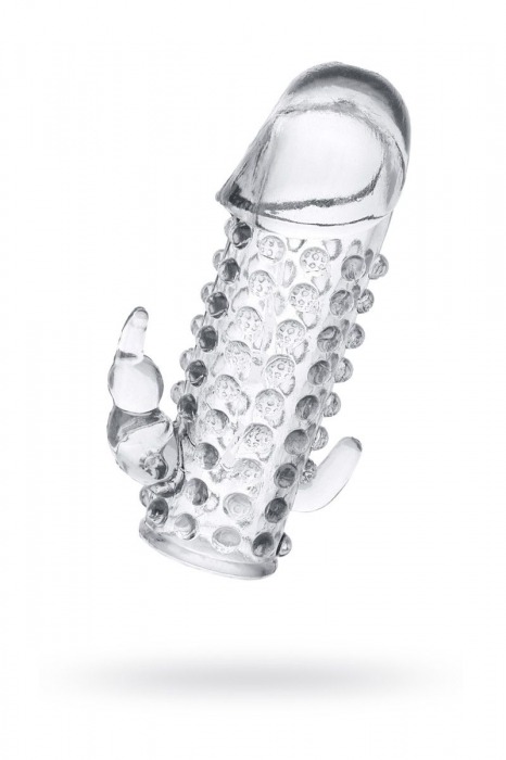 Гелевая прозрачная насадка с 2 отростками - 13 см. - Toyfa Basic - в Братске купить с доставкой