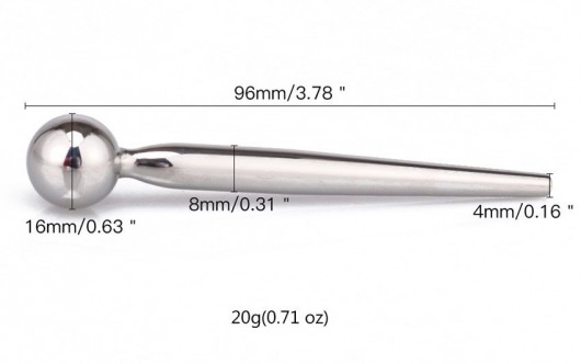 Гладкий металлический уретральный плаг с шариком - 9,6 см. - Notabu - купить с доставкой в Братске