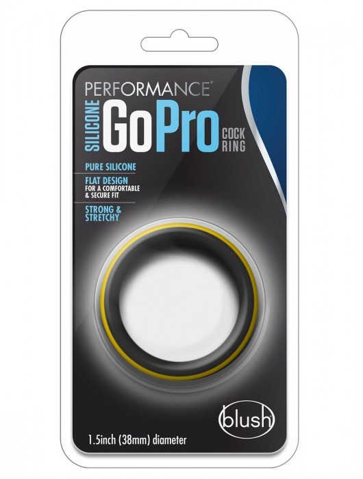 Черно-желтое силиконовое эрекционное кольцо Silicone Go Pro Cock Ring - Blush Novelties - в Братске купить с доставкой