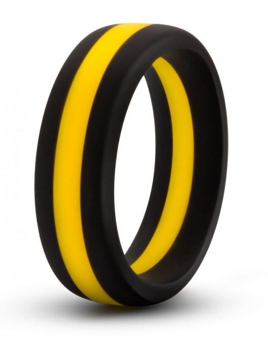 Черно-желтое силиконовое эрекционное кольцо Silicone Go Pro Cock Ring - Blush Novelties - в Братске купить с доставкой