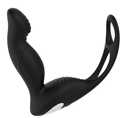 Черный вибромассажер простаты P-PLEASER W ERECTION ENHANCE - Dream Toys - в Братске купить с доставкой