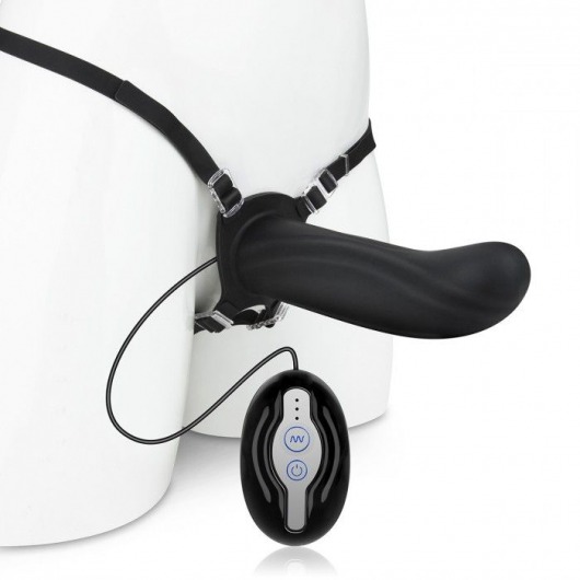 Черный страпон с вибратором Mojo Ghia - Seven Creations - купить с доставкой в Братске