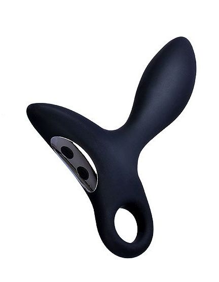 Черный силиконовый анальный вибромассажер Erokey с колечком-ограничителем - Erokay - в Братске купить с доставкой