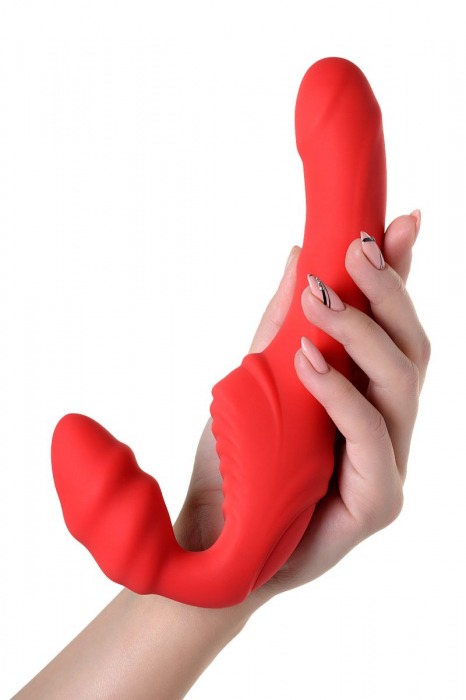 Красный безремневой страпон с вибрацией - ToyFa - купить с доставкой в Братске