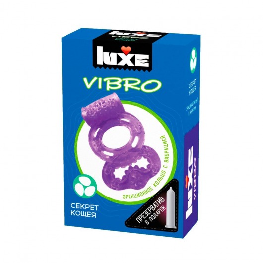 Фиолетовое эрекционное виброкольцо Luxe VIBRO  Секрет Кощея  + презерватив - Luxe - в Братске купить с доставкой