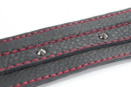 Черный ошейник из натуральной кожи с шипами и D-колечком - БДСМ Арсенал - купить с доставкой в Братске