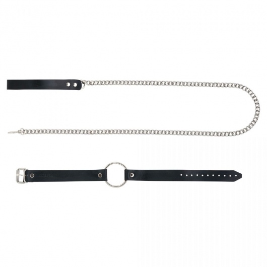 Черный поводок и чокер с кольцом Rada - Rebelts - купить с доставкой в Братске