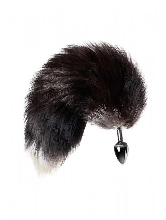 Серебристая металлическая анальная втулка с хвостом чернобурой лисы - размер S - ToyFa - купить с доставкой в Братске