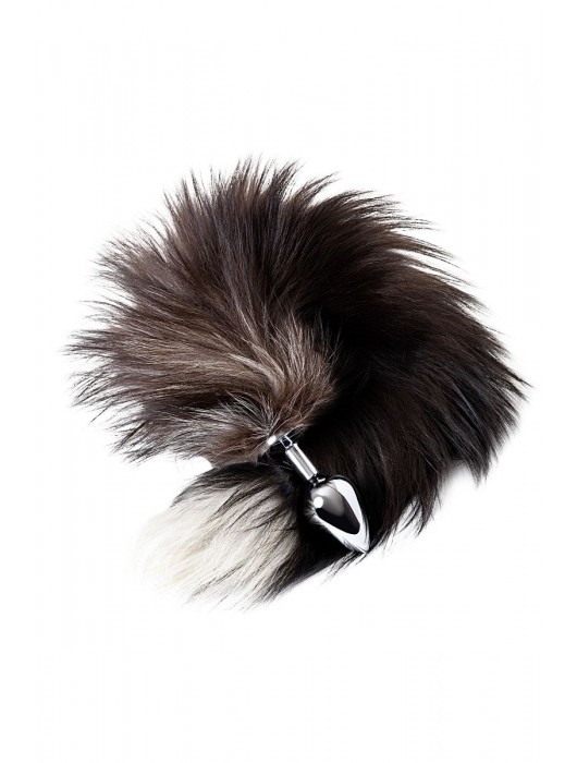 Серебристая металлическая анальная втулка с хвостом чернобурой лисы - размер S - ToyFa - купить с доставкой в Братске
