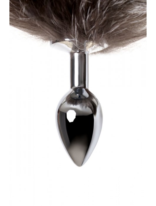 Серебристая металлическая анальная втулка с хвостом чернобурой лисы - размер S - ToyFa - купить с доставкой в Братске