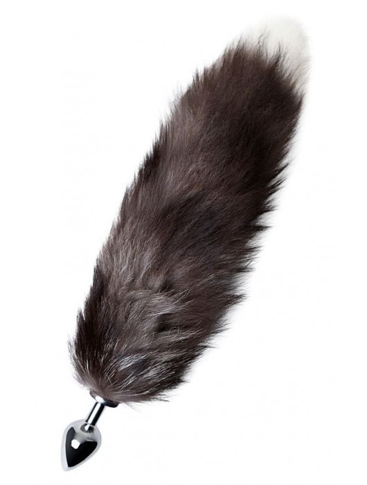 Серебристая металлическая анальная втулка с хвостом чернобурой лисы - размер S - ToyFa - купить с доставкой в Братске