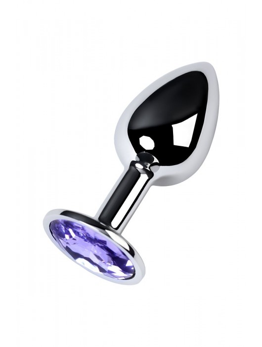 Серебристая конусовидная анальная пробка с фиолетовым кристаллом - 7 см. - ToyFa - купить с доставкой в Братске