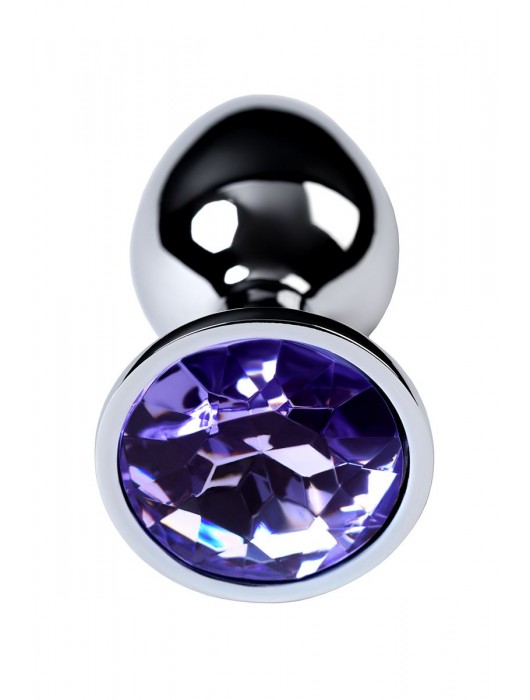 Серебристая конусовидная анальная пробка с фиолетовым кристаллом - 7 см. - ToyFa - купить с доставкой в Братске