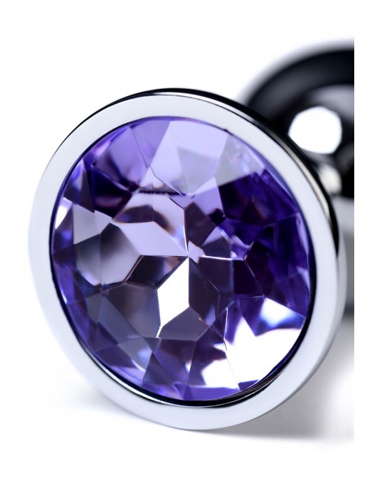 Серебристая конусовидная анальная пробка с фиолетовым кристаллом - 7 см. - ToyFa - купить с доставкой в Братске