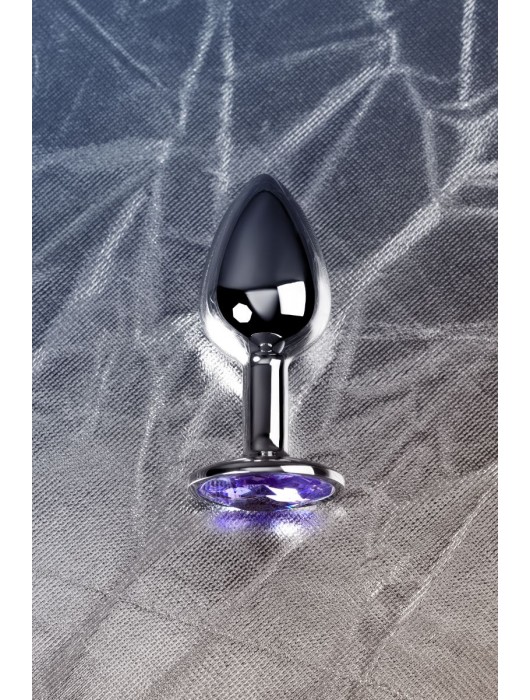 Серебристая конусовидная анальная пробка с фиолетовым кристаллом - 7 см. - ToyFa - купить с доставкой в Братске