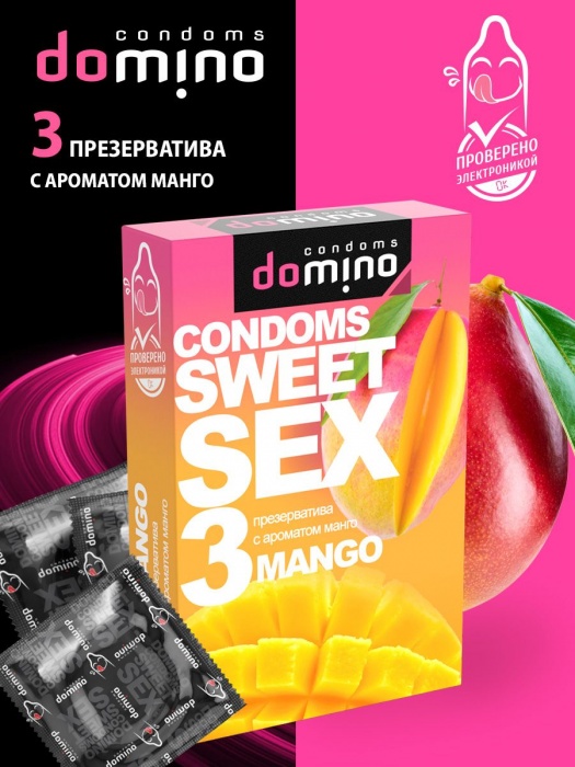Презервативы для орального секса DOMINO Sweet Sex с ароматом манго - 3 шт. - Domino - купить с доставкой в Братске