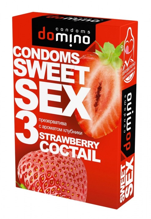 Презервативы для орального секса DOMINO Sweet Sex с ароматом клубничного коктейля  - 3 шт. - Domino - купить с доставкой в Братске