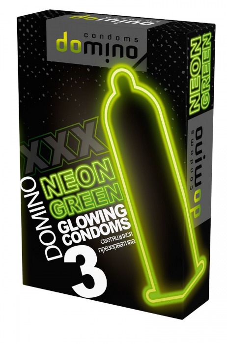 Презервативы DOMINO Neon Green со светящимся в темноте кончиком - 3 шт. - Domino - купить с доставкой в Братске