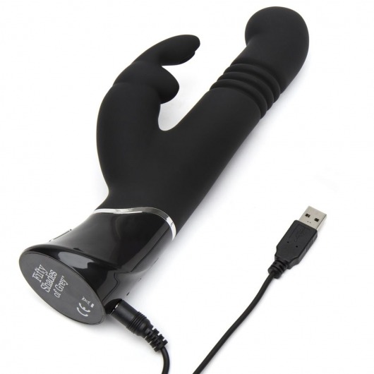 Черный хай-тек вибратор Greedy Girl Thrusting Rabbit Vibrator - 22,8 см. - Fifty Shades of Grey
