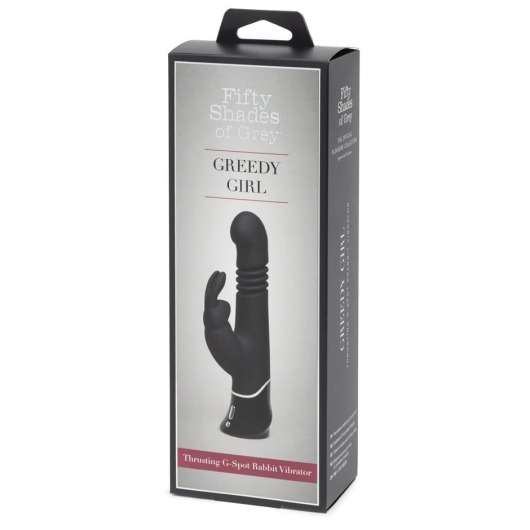 Черный хай-тек вибратор Greedy Girl Thrusting Rabbit Vibrator - 22,8 см. - Fifty Shades of Grey