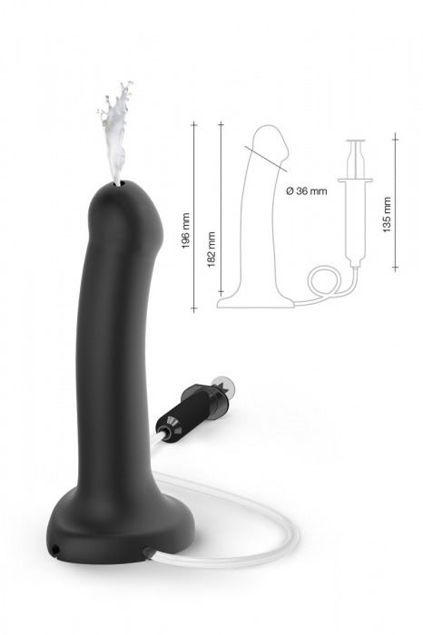 Черный фаллос с имитацией эякуляции Silicon Cum Dildo L - 19,6 см. - Strap-on-me - купить с доставкой в Братске