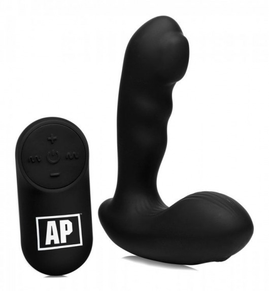 Черный стимулятор простаты Alpha-Pro 7X P-Milker Silicone Prostate Stimulator with Milking Bead - XR Brands - в Братске купить с доставкой