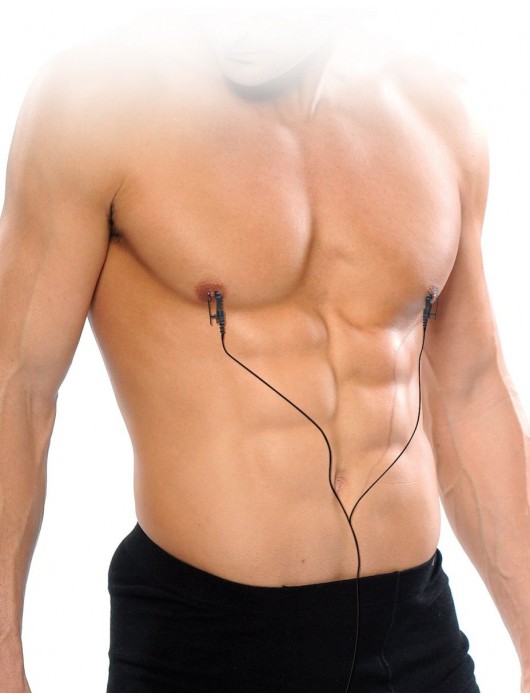 Черные электрические зажимы для сосков Shock Therapy Nipple Clamps - Pipedream - купить с доставкой в Братске