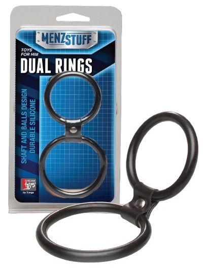 Чёрное двойное эрекционное кольцо Dual Rings Black - Dream Toys - в Братске купить с доставкой