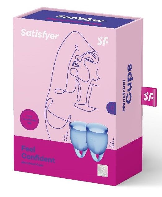 Набор синих менструальных чаш Feel confident Menstrual Cup - Satisfyer - купить с доставкой в Братске