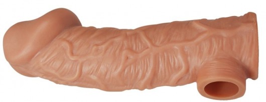 Телесная насадка на фаллос с отверстием для мошонки EXTREME SLEEVE - 17,6 см. - KOKOS - в Братске купить с доставкой