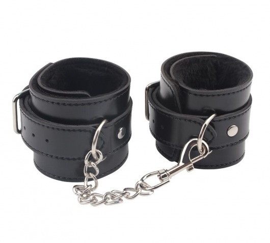 Черные оковы на ноги Obey Me Leather Ankle Cuffs - Chisa - купить с доставкой в Братске