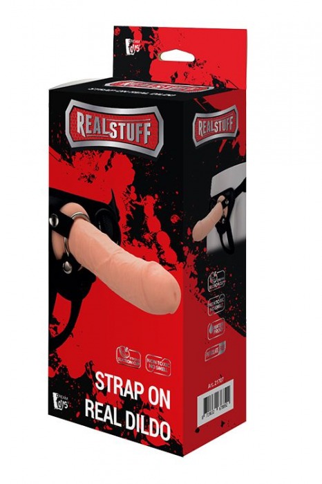 Черные трусики с телесной насадкой STRAP ON REAL DILDO - 21 см. - Dream Toys - купить с доставкой в Братске