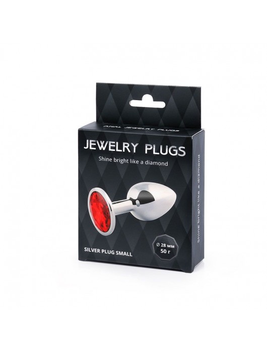Серебристая анальная пробка с красным стразом - 7,2 см. - Anal Jewelry Plug - купить с доставкой в Братске