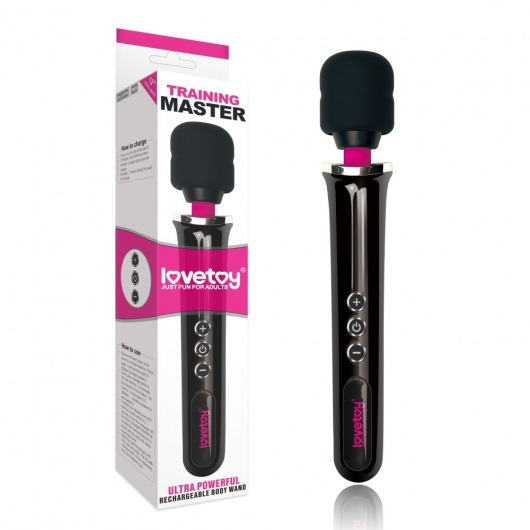 Черный вибростимулятор Training Master Ultra Powerful Rechargeable Body Wand - 30,5 см. - Lovetoy