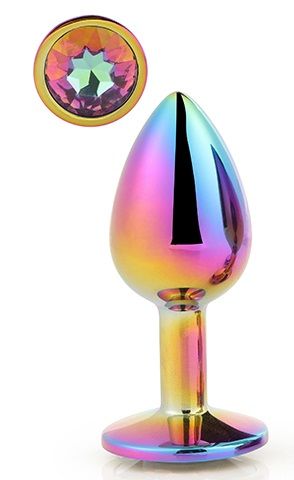 Голографическая анальная втулка с радужным кристаллом - 7,1 см. - Dream Toys - купить с доставкой в Братске