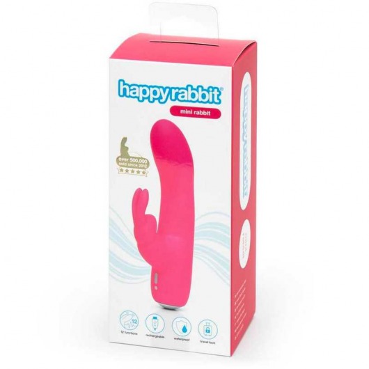 Розовый вибратор-кролик Rechargeable Mini Rabbit Vibrator - 15,2 см. - Happy Rabbit
