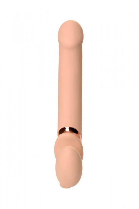 Телесный безремневой вибрострапон Vibrating Bendable Strap-On L - Strap-on-me - купить с доставкой в Братске