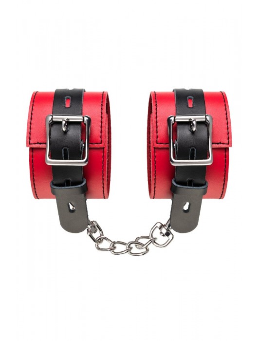 Красно-черные оковы на ноги из кожи - ToyFa - купить с доставкой в Братске